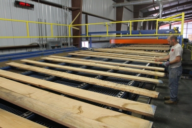 Lumber being graded